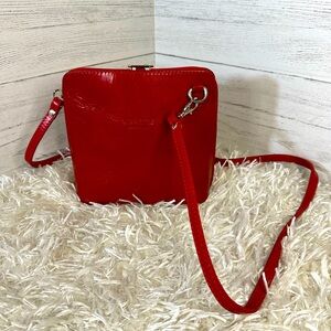 Vera Pelle Small Square Red Italian Leather Crossbody